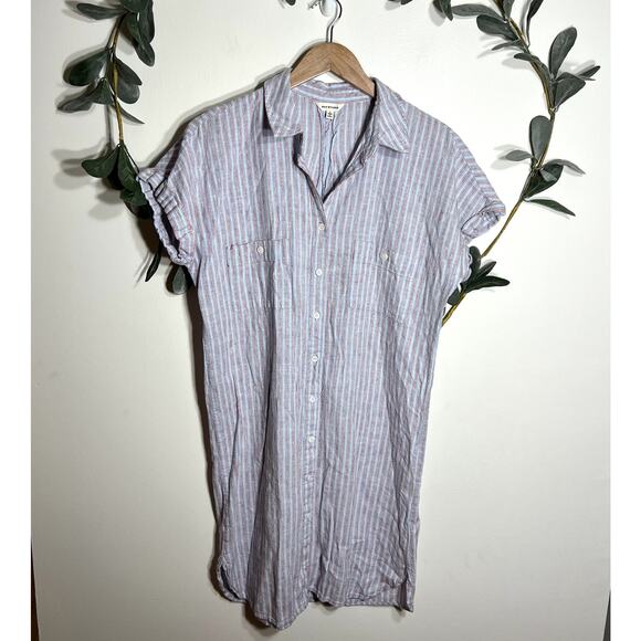 Max Studio Blue Striped Shirt Dress LAST CALL - Picture 1 of 4